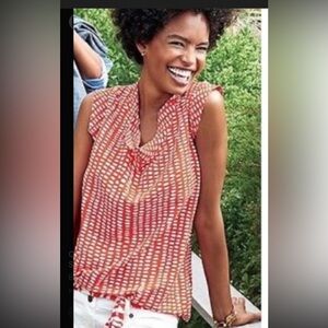 CAbi Orange and White Blouse